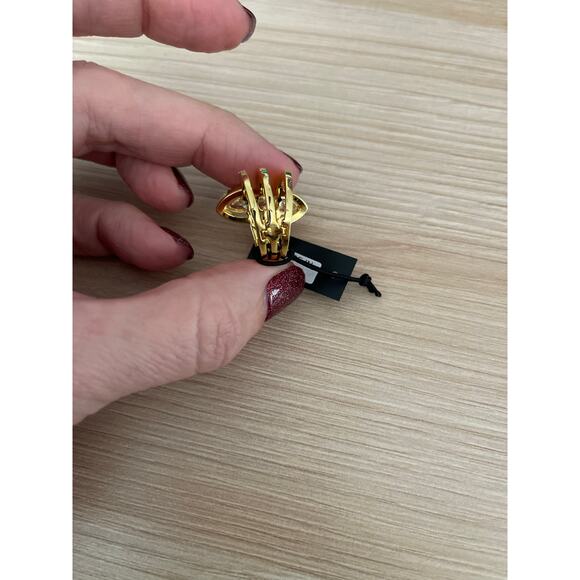 Noir CZ Three Stone Stackable Ring, Size 6 - Picture 3 of 4